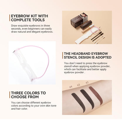 Eyebrow Stencil Kit, Professional Waterproof Brow Powder Stamp，One Step Brow Powder Stamp Makeup with 12 Reusable Eyebrow Stencils＆1 Liquid Concealer 02# (Natural Brow)